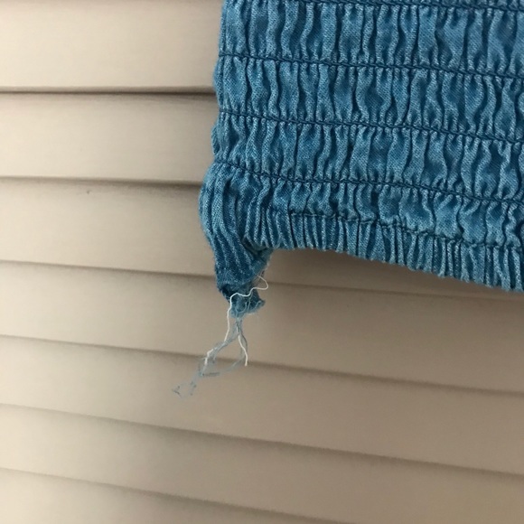 Denim Ribbed Crop Top - Picture 3 of 4